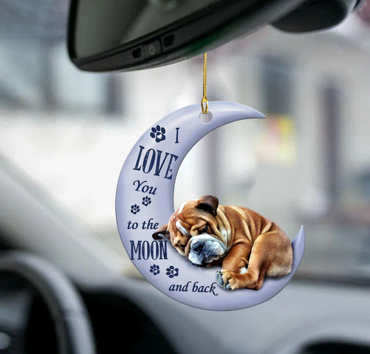 Bulldog Moon and Back 2 sides Ornament, Happy Christmas Ornament, Christmas Gift, Christmas Decoration