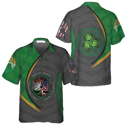 Irish By Blood American By Birth Celtic Knot Hawaiian Shirt, Hawaiian Shirt Gift, Christmas Gift