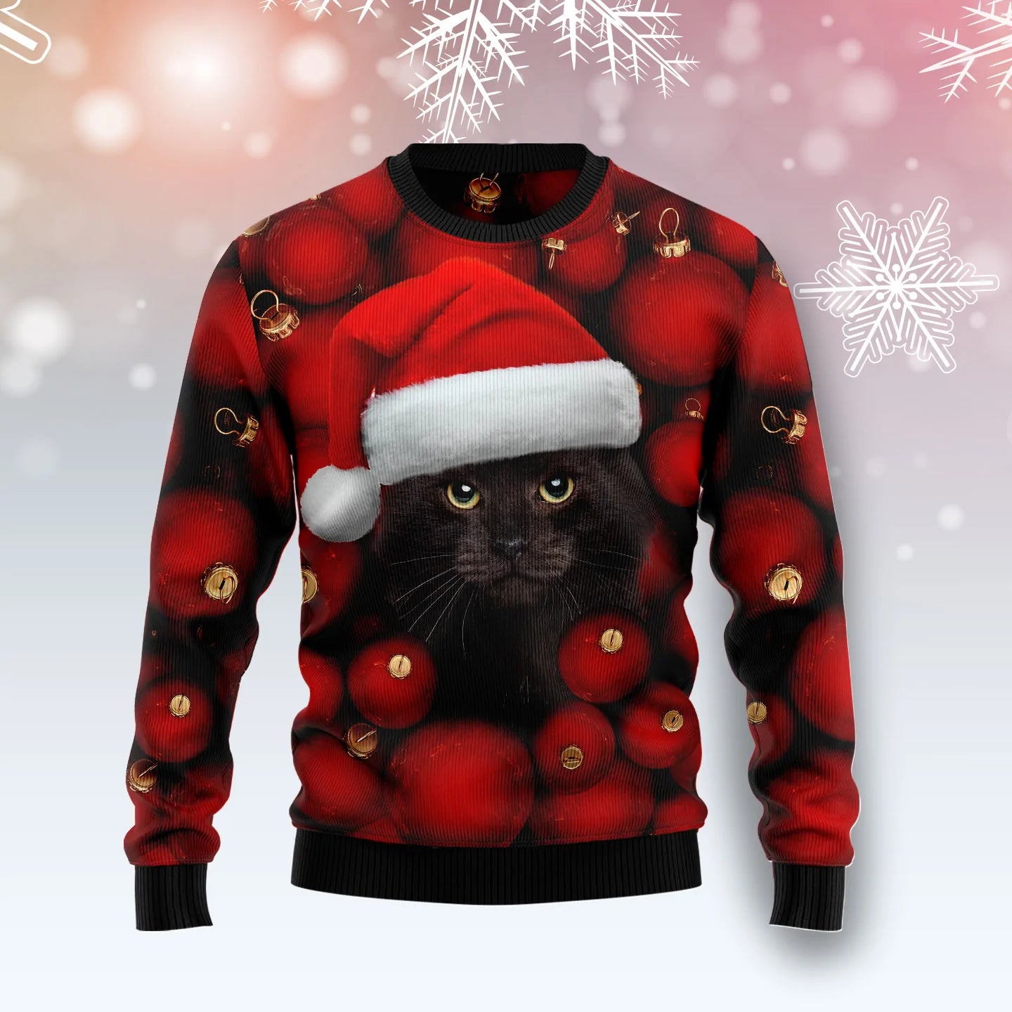 Black Cat Christmas unisex womens & mens, couples matching, friends, funny family ugly christmas holiday sweater gifts