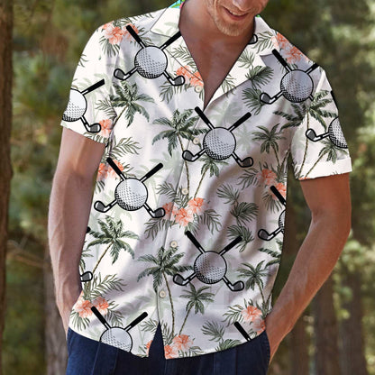 Golf Putter And Balls With Palm Trees Design Hawaiian Shirt, Hawaiian Shirt Gift, Christmas Gift