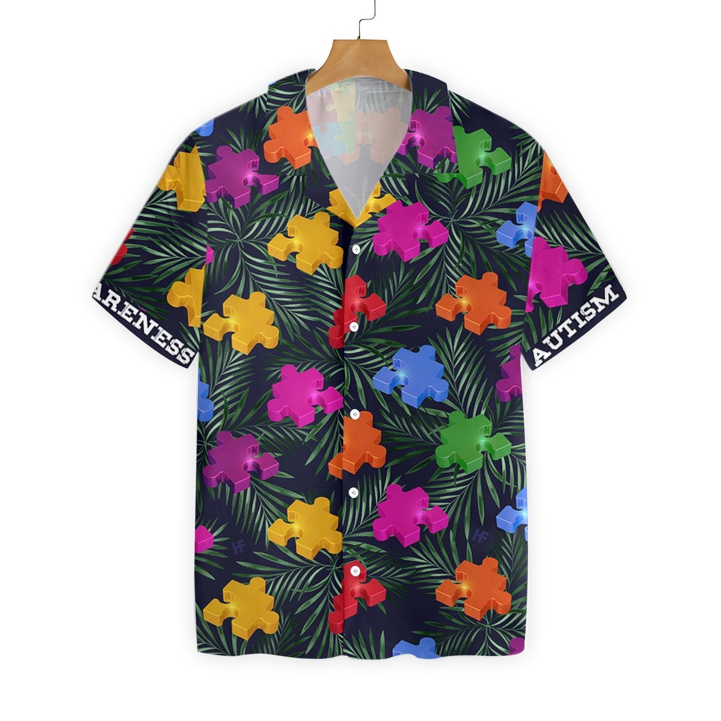 Autism Tropical On Dark Pattern Hawaiian Shirt, Hawaiian Shirt Gift, Christmas Gift