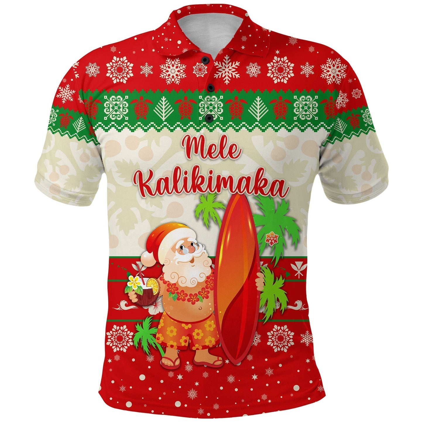 Hawaii Christmas Polo Shirt Santa Claus Surfing Simple Style, Hawaiian Shirt Gift, Christmas Gift