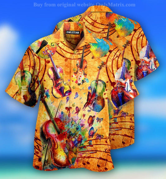 Music Colorful Violin Vintage - Hawaiian Shirt, Hawaiian Shirt Gift, Christmas Gift