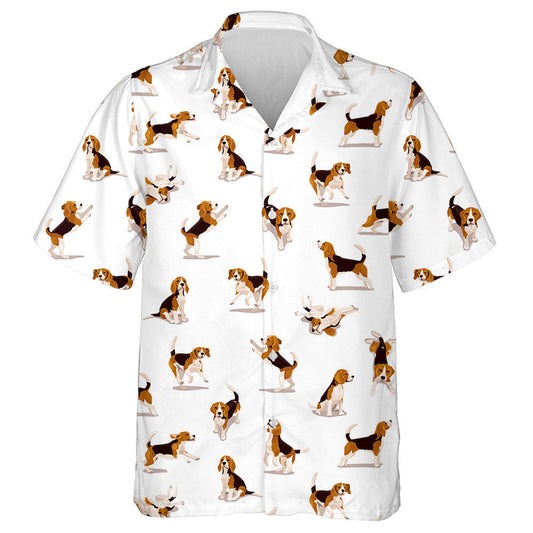 Cute Beagle Puppy In Various Poses And Action Hawaiian Shirt, Hawaiian Shirt Gift, Christmas Gift