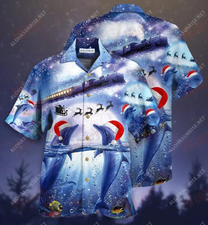 All I Want For Christmas Is A Dolphin Unisex Short Hawaiian Shirt Summer Short Sleeve Best Hawaiian Shirts Hawaiian Shirts For Women, Hawaiian Shirt Gift, Christmas Gift