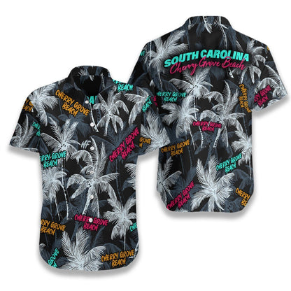 Cherry Grove Beach Coconut Tree Seamless Hawaiian Aloha Shirt Hawaiian Shorts Beach Short Sleeve_Hawaiian Shirt Gift, Christmas Gift