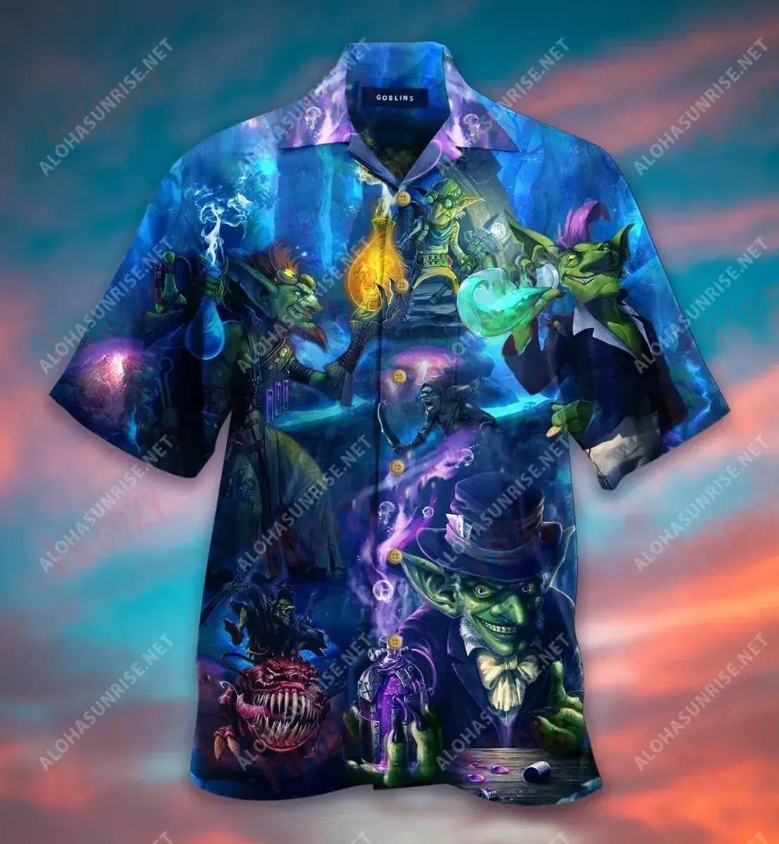 Goblin Witch Short Hawaiian Shirt Summer Aloha Shirt Best Hawaiian Shirts Hawaiian Shirts For Men, Hawaiian Shirt Gift, Christmas Gift