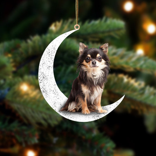 Chihuahua -Sit On The Moon-Two Sided Christmas Plastic Hanging Ornament, Happy Christmas Ornament, Christmas Gift, Christmas Decoration
