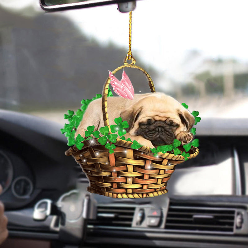 Pug Sleeping Lucky Fairy Pet Ornaments, Car Hanging Accessories Ornament, Christmas Decoration
