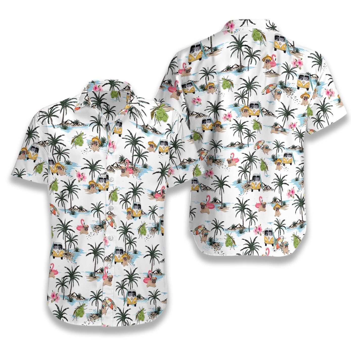Pug Hawaii Ez03 0207 Hawaiian Aloha Shirt Hawaiian Shorts Beach Short Sleeve, Hawaiian Shirt Gift, Christmas Gift