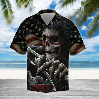 Hawaiian Motorcycle Shirts - Fastest Motorcycle Head Bone 4th Of July Hawaiian Shirt, Hawaiian Shirt Gift, Christmas Gift