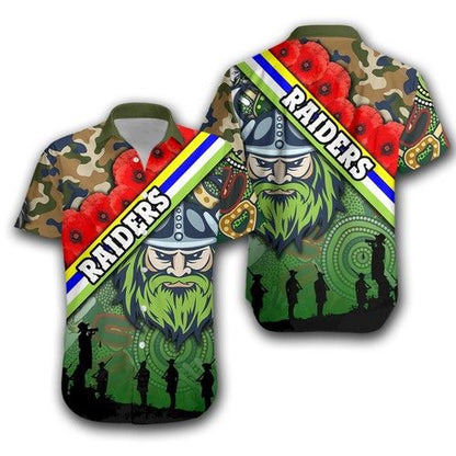 Raiders Hawaiian Shirt Canberra Anzac Day, Hawaiian Shirt Gift, Christmas Gift