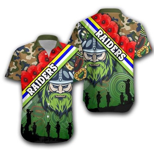 Raiders Hawaiian Shirt Canberra Anzac Day, Hawaiian Shirt Gift, Christmas Gift