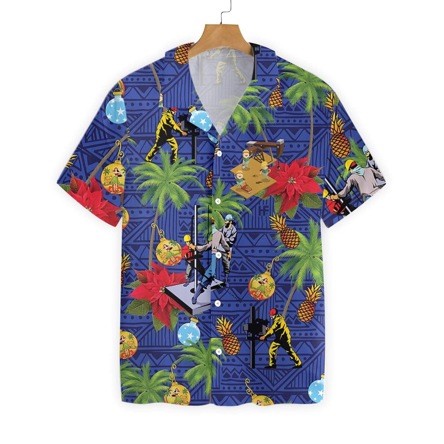 Oil Field Life Blue Pattern Nice Design Hawaiian Shirt , Hawaiian Shirt Gift, Christmas Gift