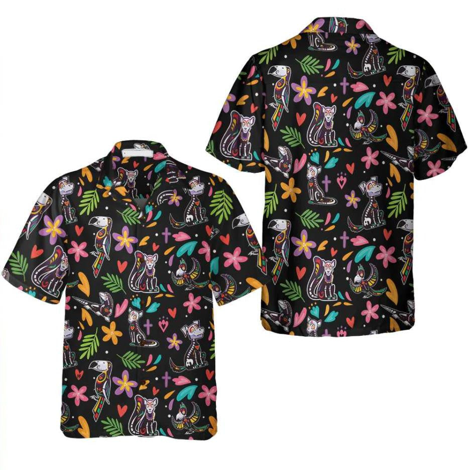 Day Of The Dead Skeleton Animals Hawaiian Shirt,Hawaiian Shirt Gift, Christmas Gift