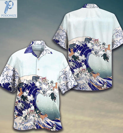 French Bulldog The Great Wave Of Dog Pattern Hawaiian Shirt, Hawaiian Shirt Gift, Christmas Gift