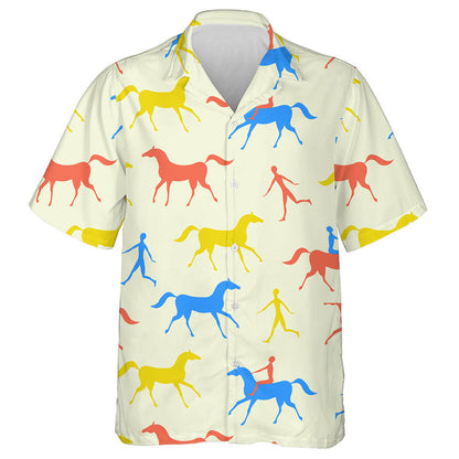 Man And Horse Movement Red Blue And Yellow Hawaiian Shirt, Hawaiian Shirt Gift, Christmas Gift