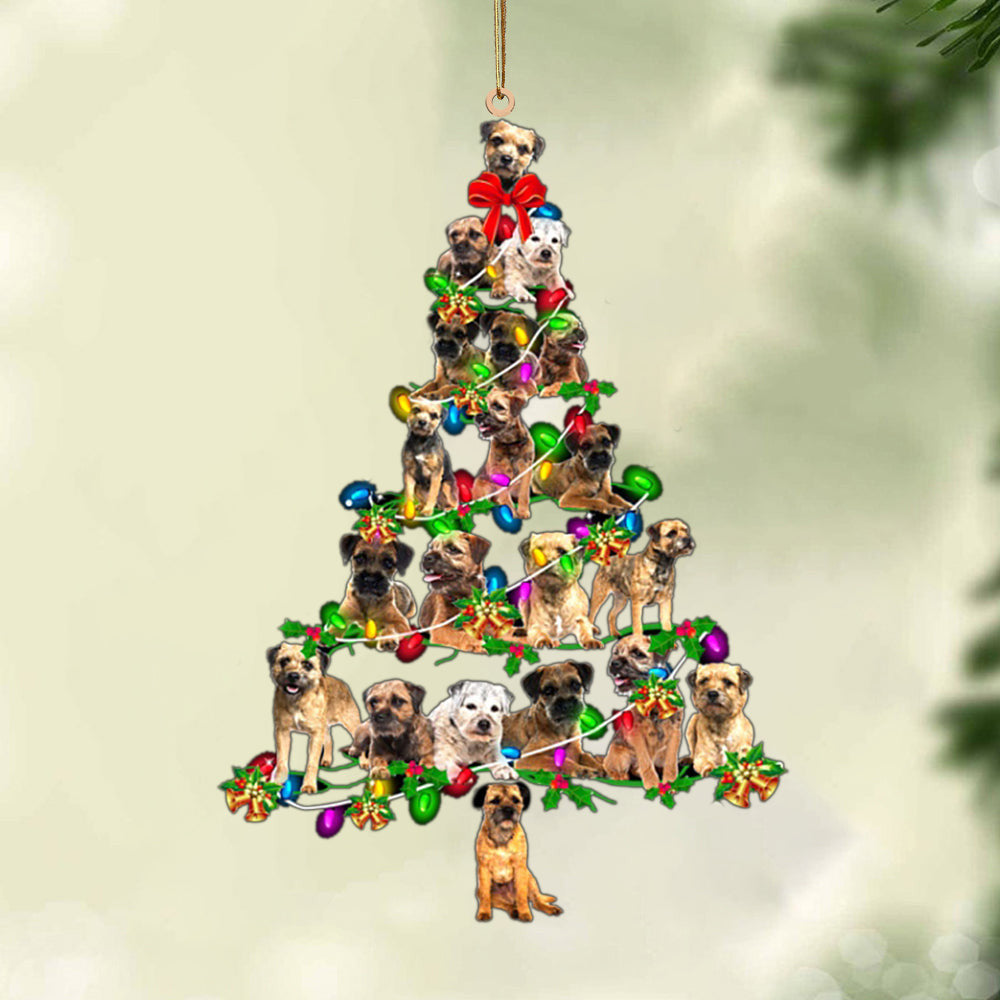 Border Terrier-Christmas Tree Lights-Two Sided Christmas Plastic Hanging Ornament, Christmas Ornament Gift, Christmas Gift, Christmas Decoration