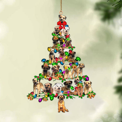 Border Terrier-Christmas Tree Lights-Two Sided Christmas Plastic Hanging Ornament, Christmas Ornament Gift, Christmas Gift, Christmas Decoration
