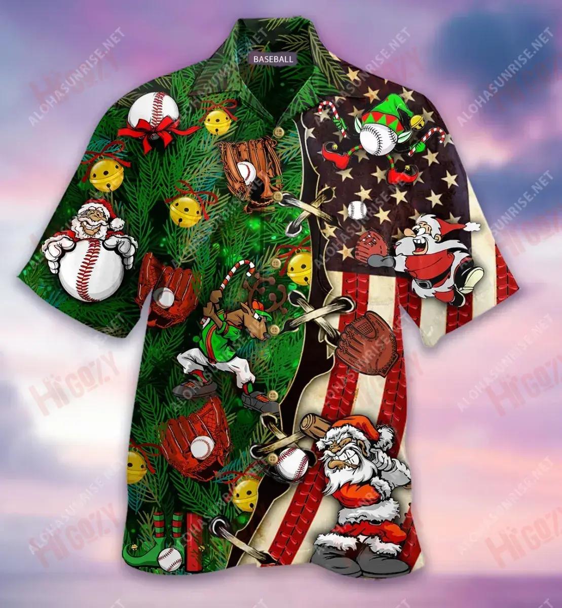 Baseball Xmas Short Hawaiian Shirt Hobbies Aloha Shirt Best Hawaiian Shirts Hawaiian Shirts For Women, Hawaiian Shirt Gift, Christmas Gift