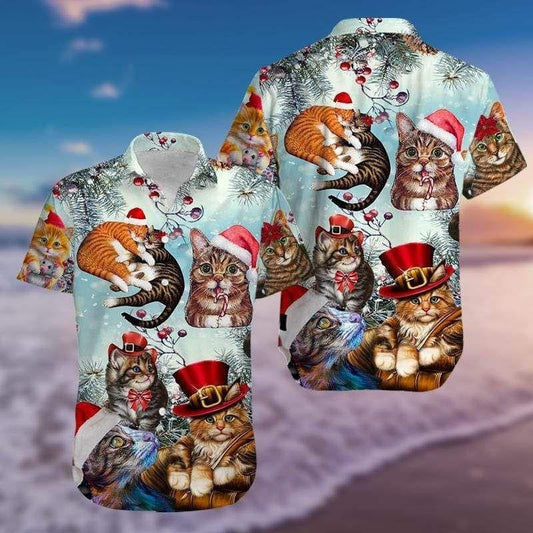 Believe In Magic Of Christmas Cute Cats Design Hawaiian Shirt, Hawaiian Shirt Gift, Christmas Gift.