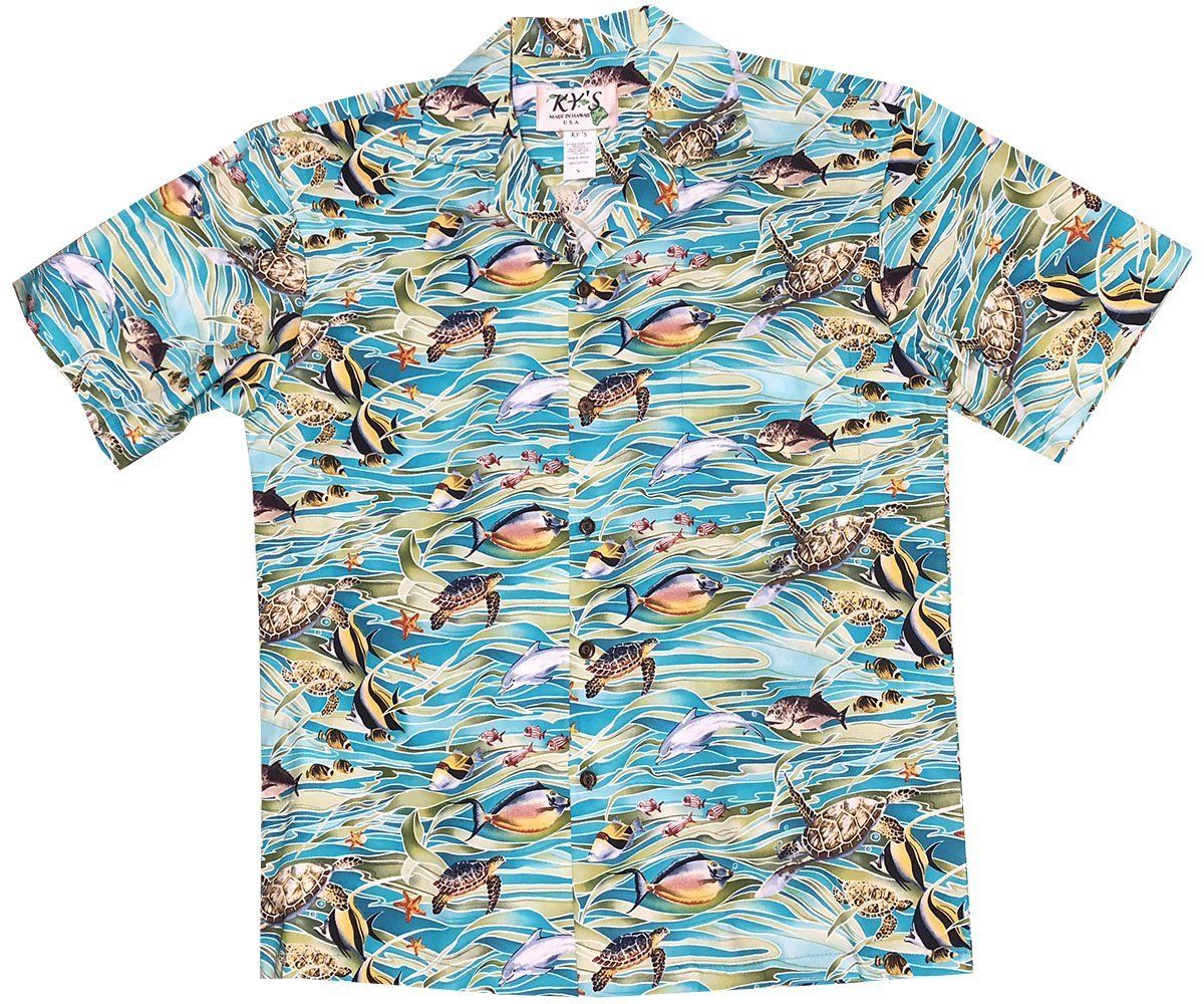Tropicana Sea Life Blue Hawaiian Aloha Shirt Hawaiian Shorts Beach Short Sleeve, Hawaiian Shirt Gift, Christmas Gift