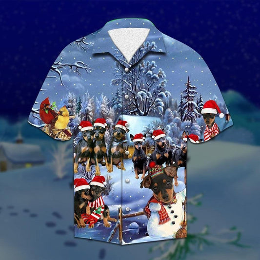 Lovely Bird And Pinscher Christmas Hawaiian Shirt, Hawaiian For Gift