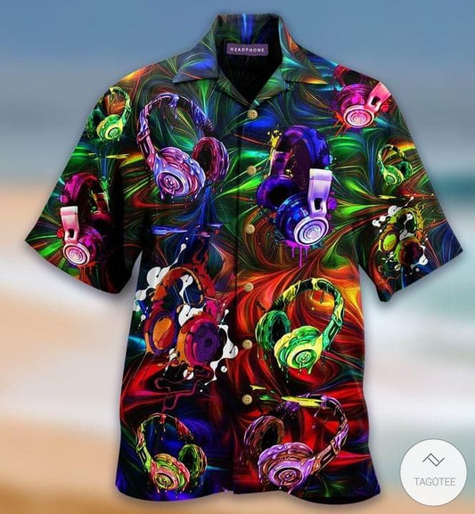 Headphones Neon Hawaiian Shirt, Hawaiian Shirt Gift, Christmas Gift