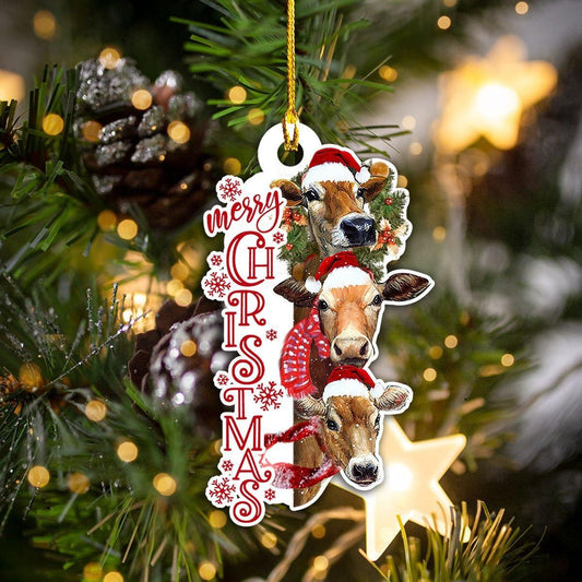 Cow Merry Christmas Shape Ornament, Christmas Gift, Christmas Decoration