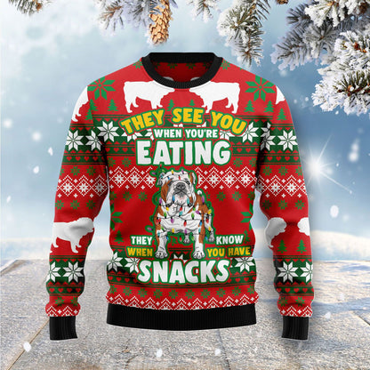 Bulldog Snacks Ugly Christmas Sweater,Christmas Ugly Sweater,Christmas Gift,Gift Christmas 2022
