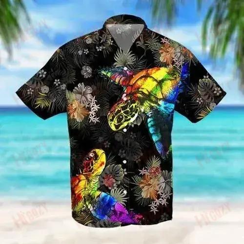 Turtle Lgbt - Short Sleeve Shirt Vacation Hawaiian T Shirts Hawaiian Crazy Shirts Hawaiian Shirts For Men, Hawaiian Shirt Gift, Christmas Gift