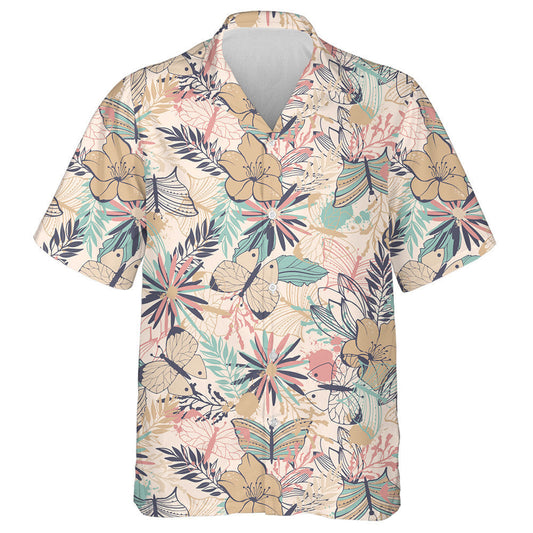 Pretty Theme Mystical Butterfly And Flowers Retro Style Hawaiian Shirt, Hawaiian Shirt Gift, Christmas Gift