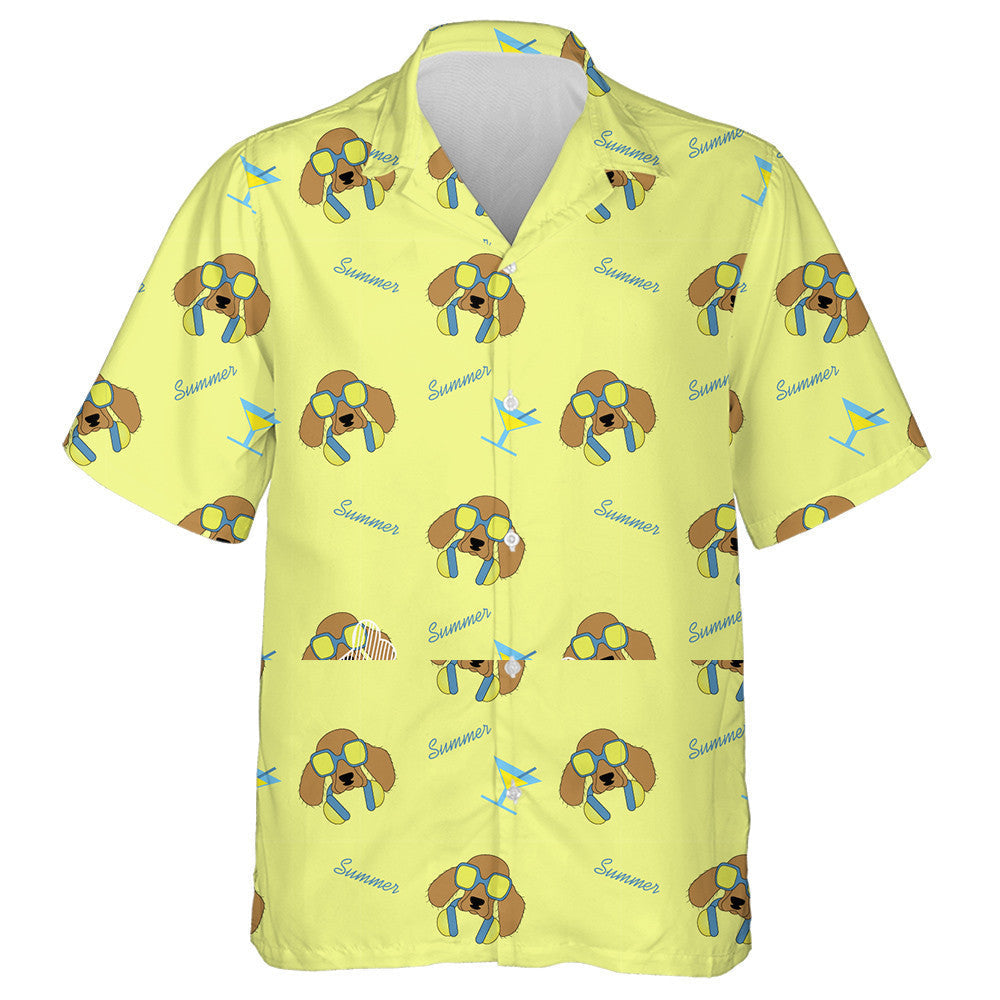 Cartoon Spaniel Dogs In Sunglasses And Headphones Background Hawaiian Shirt, Hawaiian Shirt Gift, Christmas Gift