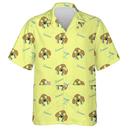 Cartoon Spaniel Dogs In Sunglasses And Headphones Background Hawaiian Shirt, Hawaiian Shirt Gift, Christmas Gift
