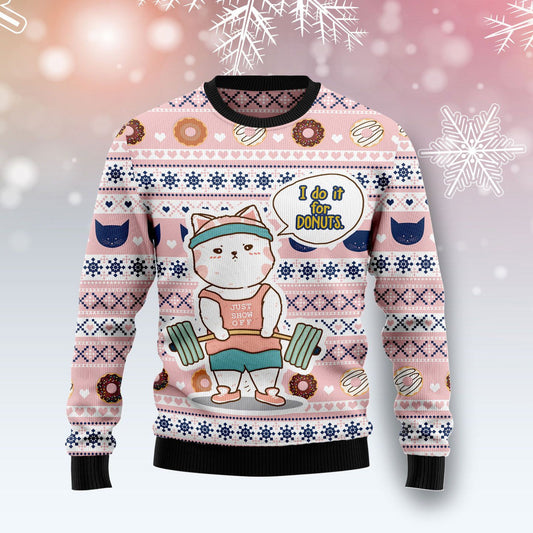 Cat I Do It For Donuts Ugly Christmas Sweater, Christmas Ugly Sweater,Christmas Gift,Gift Christmas 2022