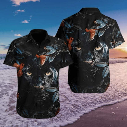 Hawaiian Aloha Aloha Shirts Flower Cardinal Panther Hawaiian Shorts Beach Short Sleeve, Hawaiian Shirt Gift, Christmas Gift