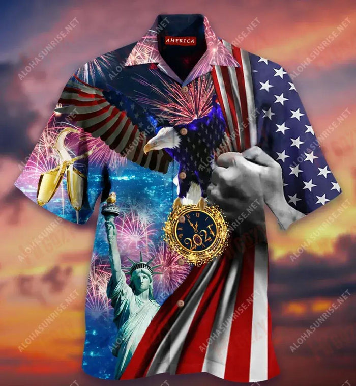 2021 New Year, New Beginning, New America Unisex Short Hawaiian Shirt Vacation Hawaiian T Shirts Best Hawaiian Shirts Crazy Shirts Hawaii, Hawaiian Shirt Gift, Christmas Gift