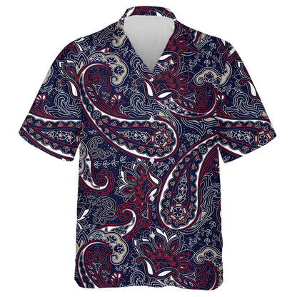 Dark Colors Paisley Floral Pattern On Navy Background Hawaiian Shirt, Hawaiian Shirt Gift, Christmas Gift