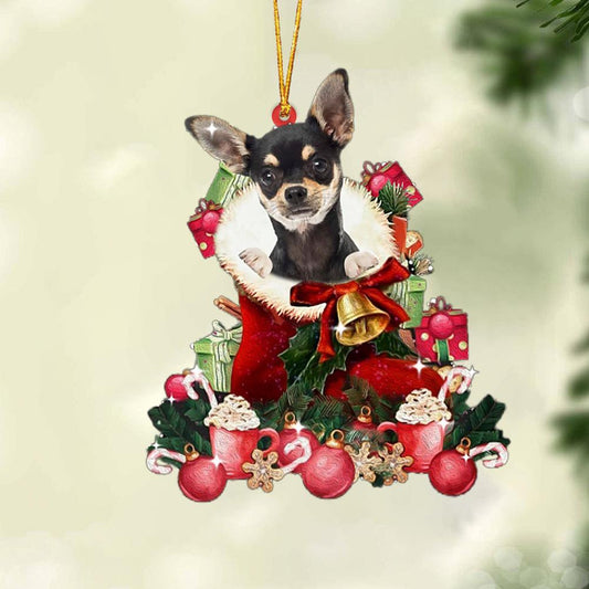 Chihuahua-Red Boot Hanging Christmas Plastic Hanging Ornament, Happy Christmas Ornament, Christmas Gift, Christmas Decoration