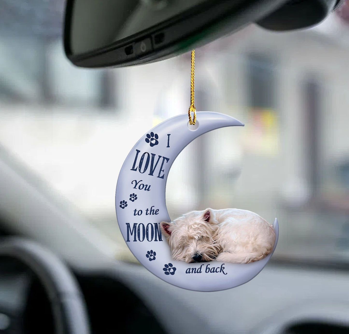West Highland White Terrier moon back westie lover dog moms two sided ornament, Christmas Gift,Christmas Decoration