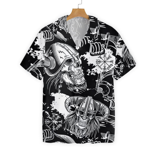 Seamless Pattern Skull In Viking Helmets Design Hawaiian Shirt, Hawaiian Shirt Gift, Christmas Gift