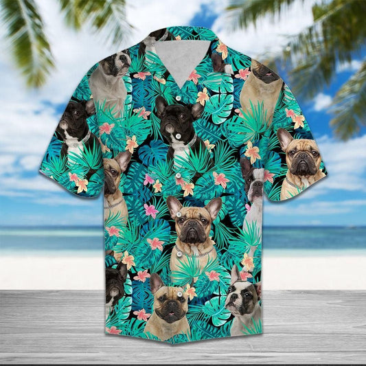 Wonderful French Bulldog Tropical Jungle Design Hawaiian Shirt,Hawaiian Shirt Gift, Christmas Gift