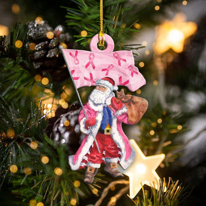 Breast Cancer - Santa Shape Ornament, Christmas Ornament Gift, Christmas Gift, Christmas Decoration