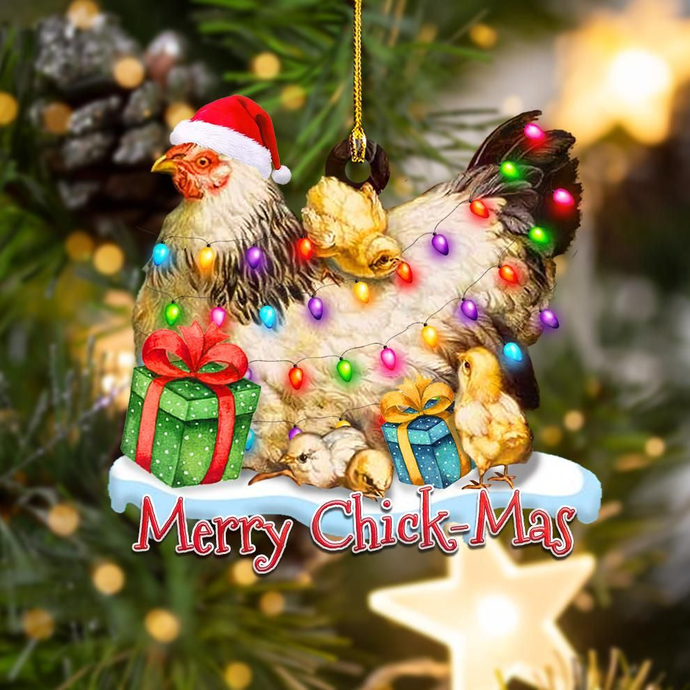 Chickmas Light Shape Ornament, Happy Christmas Ornament, Christmas Gift, Christmas Decoration