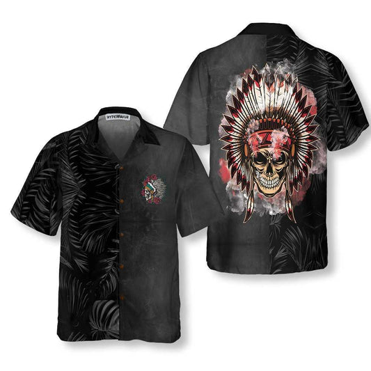 Vintage Wild West Native American Skull Design Hawaiian Shirt, Hawaiian Shirt Gift, Christmas Gift