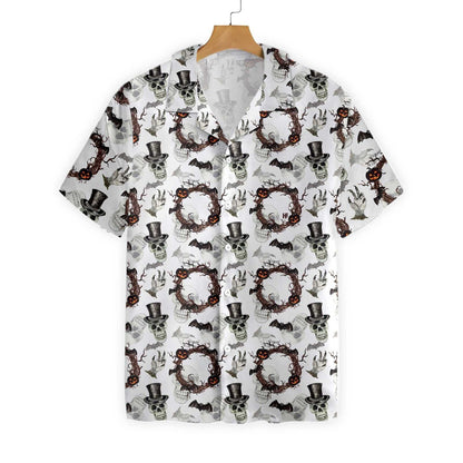 Festive Halloween With Gentleman Skull Colorful Hawaiian Shirt,Hawaiian Shirt Gift, Christmas Gift