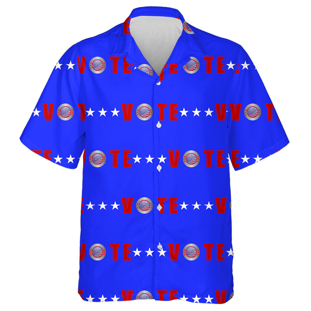 Ideal American Vote Horizontal Stripes On Blue Background Hawaiian Shirt , Hawaiian Shirt Gift, Christmas Gift