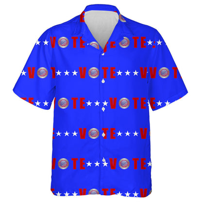 Ideal American Vote Horizontal Stripes On Blue Background Hawaiian Shirt , Hawaiian Shirt Gift, Christmas Gift