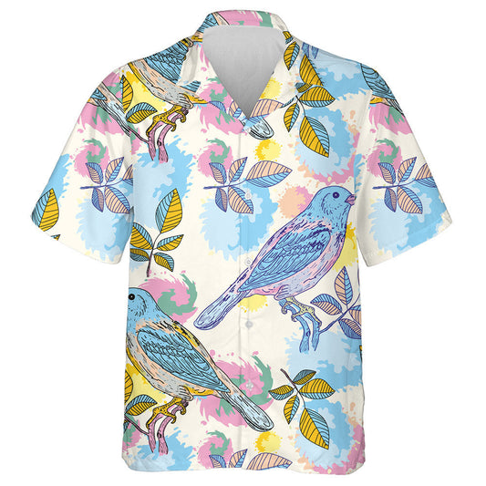 Beautiful Birds With Colorful Leaves Hawaiian Shirt, Hawaiian For Gift