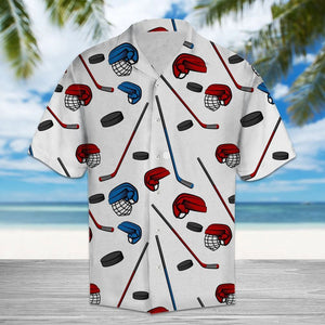 Amazing Hockey Helmet And Gloves Pattern Hawaiian Shirt, Hawaiian For Gift